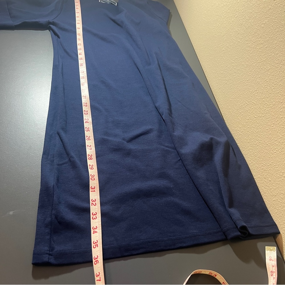 Karen Scott Sport Mid Length 100% Cotton Navy Dress with Cuff Sleeves Size M - Picture 7 of 11